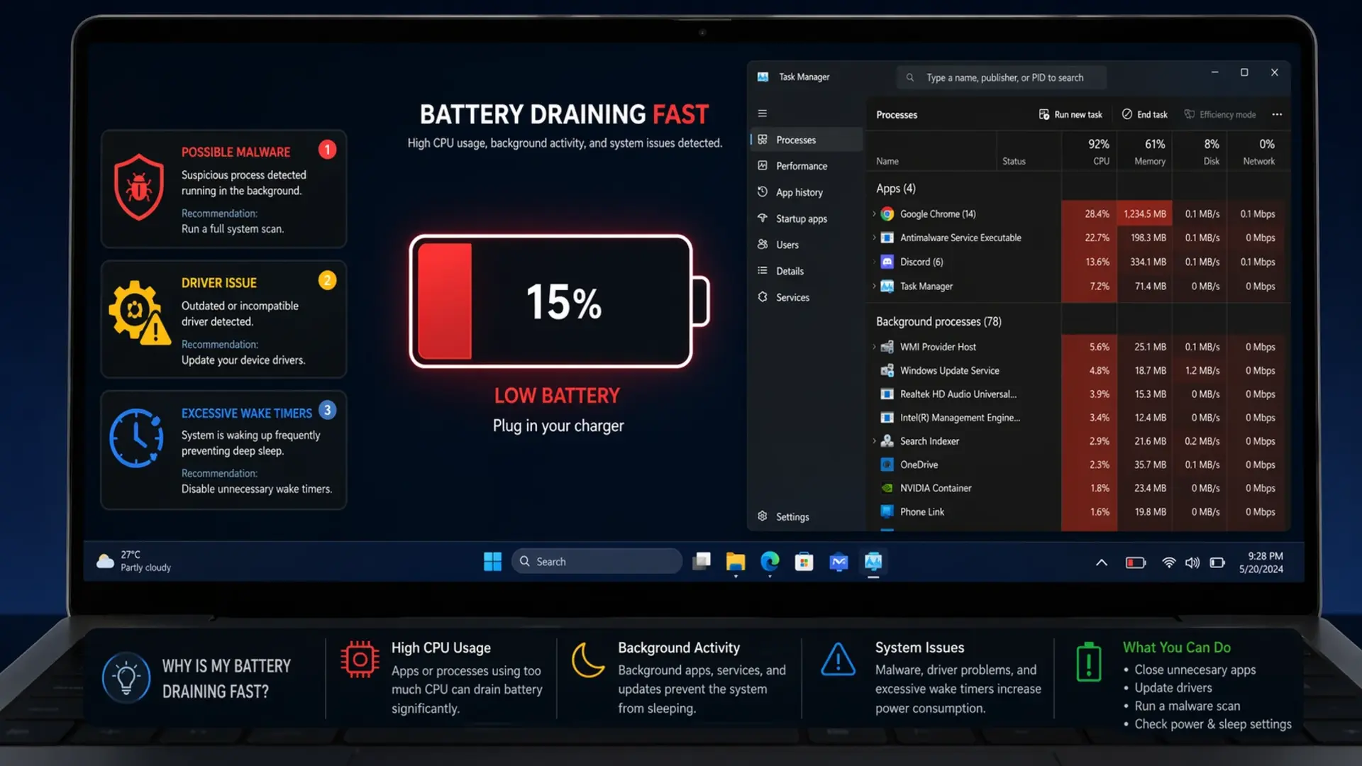 How to Fix Laptop Battery Draining Fast 