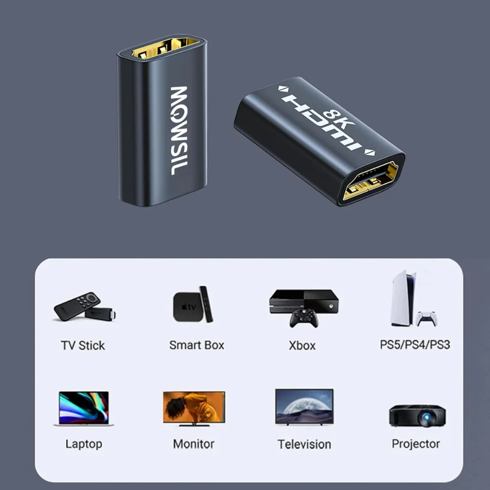 Mowsil HDMI 8K Coupler 2-Pack – HDMI Female to Female Adapter