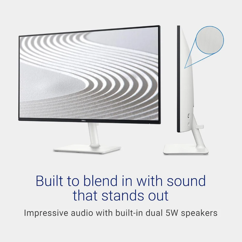 Dell S2425H 24 Inch Full HD (1920x1080) Monitor, 100Hz, IPS, 4ms, 99% sRGB, Built-in Speakers, Ultrathin Bezel, 2x HDMI, 3 Year Warranty, White - Image 4
