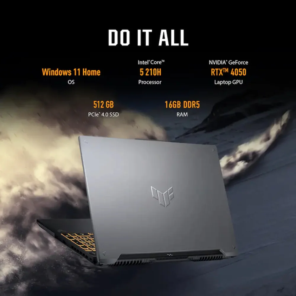 ASUS TUF F16 Gaming Laptop Intel Core 5 210H 16GB RAM 512GB SSD RTX 4050 16-Inch FHD+ 144Hz Windows 11 Mecha Gray - Image 4