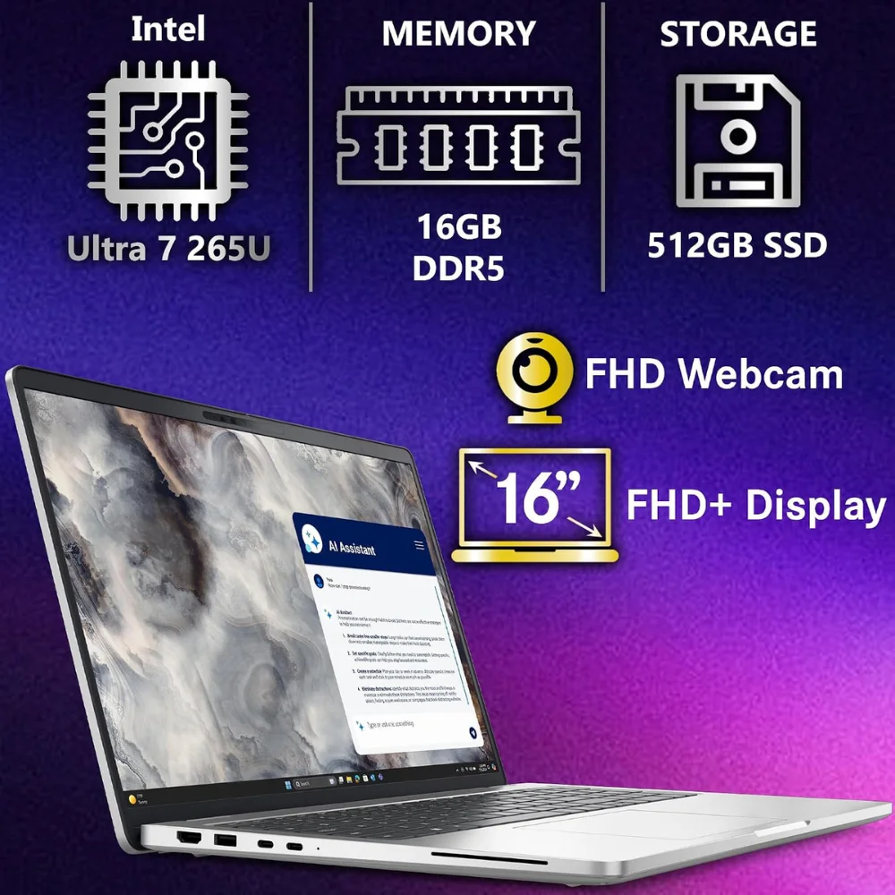 Dell Pro 16 Plus PB16250 AI Business Laptop Intel Core Ultra 7 265U 16GB RAM 512GB SSD 16-Inch FHD+ Windows 11 Pro Silver - Image 3