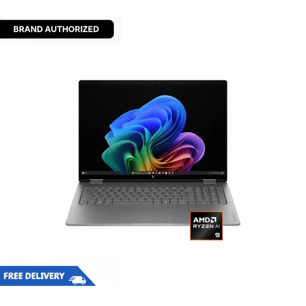 HP OmniBook X Flip 2-in-1 16" OLED Touch Laptop – Ryzen AI 9 465, 32GB LPDDR5X, 512GB SSD, Radeon 880M, Copilot+ PC – Meteor Silver