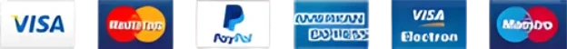 Accepted payment methods: Visa, Mastercard, PayPal, American Express