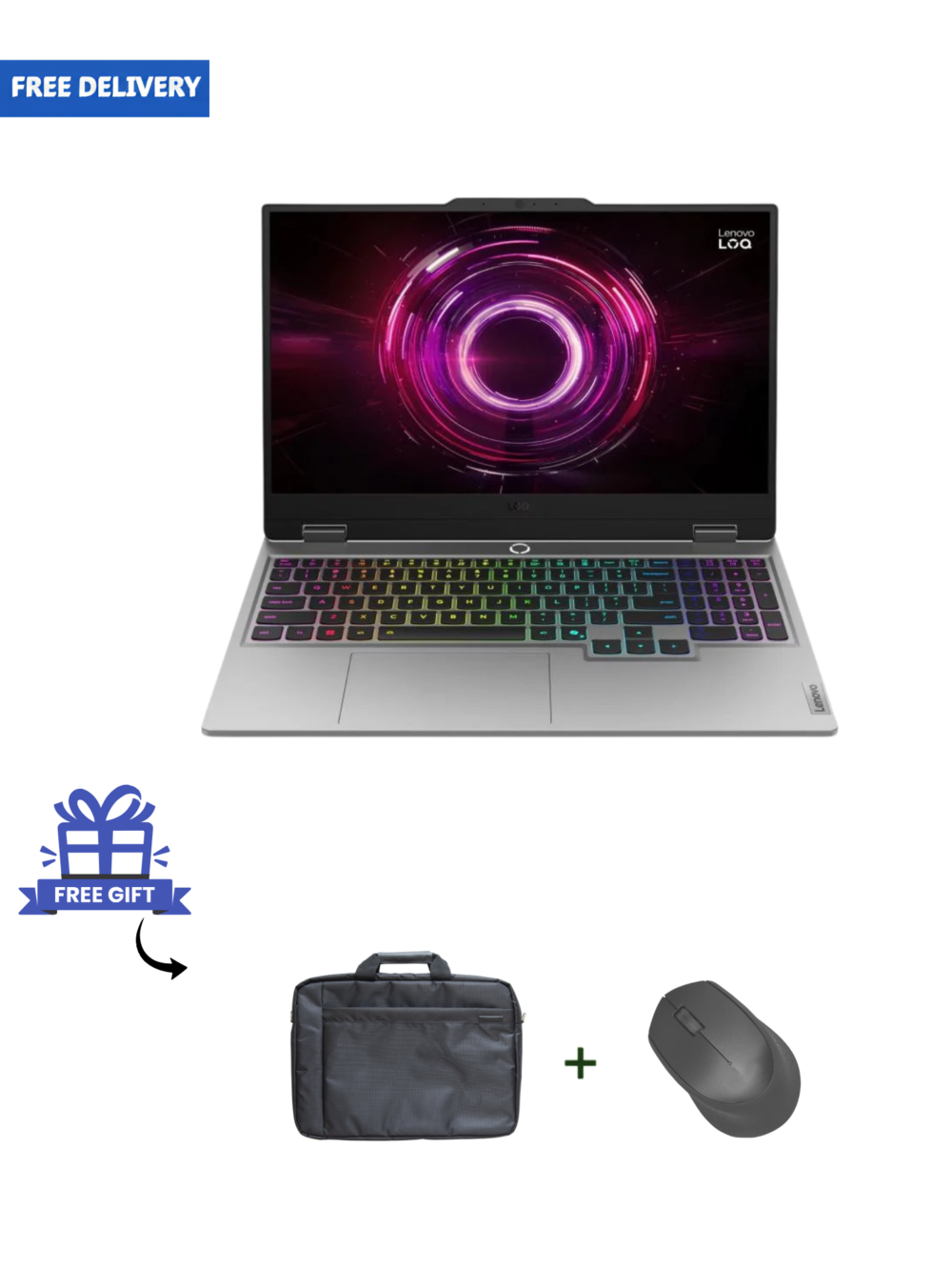 Lenovo LOQ 15AHP10 Gaming Laptop – Ryzen 7 250, 16GB DDR5, 512GB SSD, RTX 5050 8GB, 15.6" FHD 144Hz, Windows 11 Home – Luna Grey